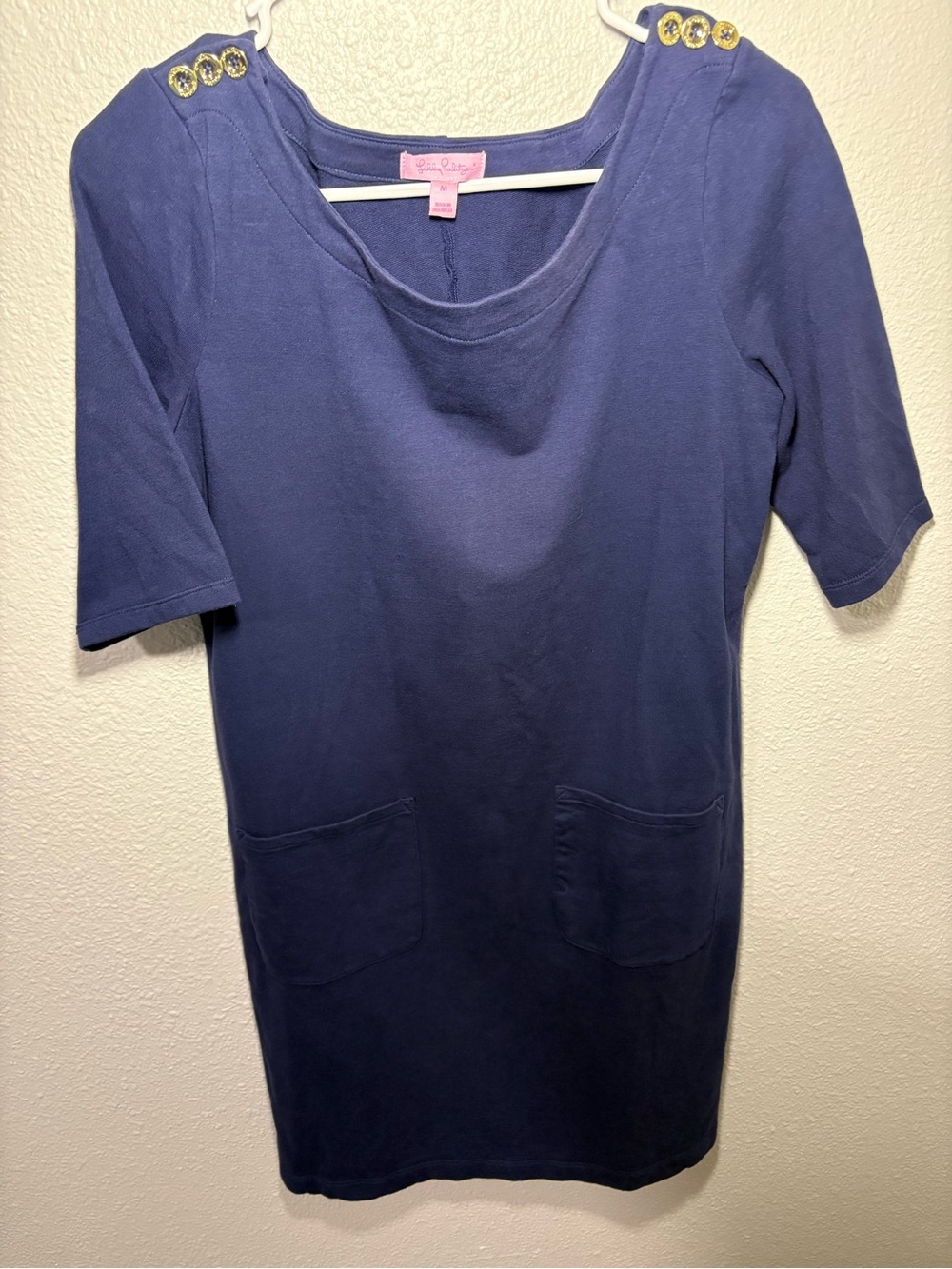 Lilly Pulitzer Navy Knit 3/4 Sleeves Dress Size Medium